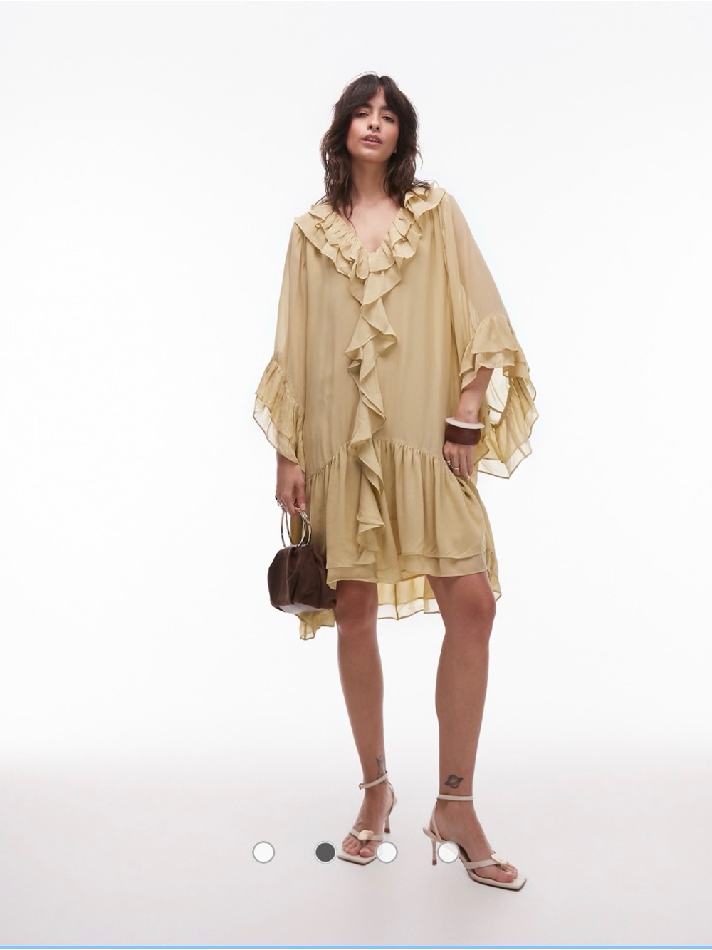 & Other Stories Chiffon Mini Dress with Ruffles and Tiered Hem